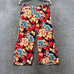 Ann Taylor Loft Cropped Trouser Pants Women 00P Floral Hi Rise Wide Leg Culottes